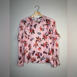 Zara ruffled floral blouse in blush multi